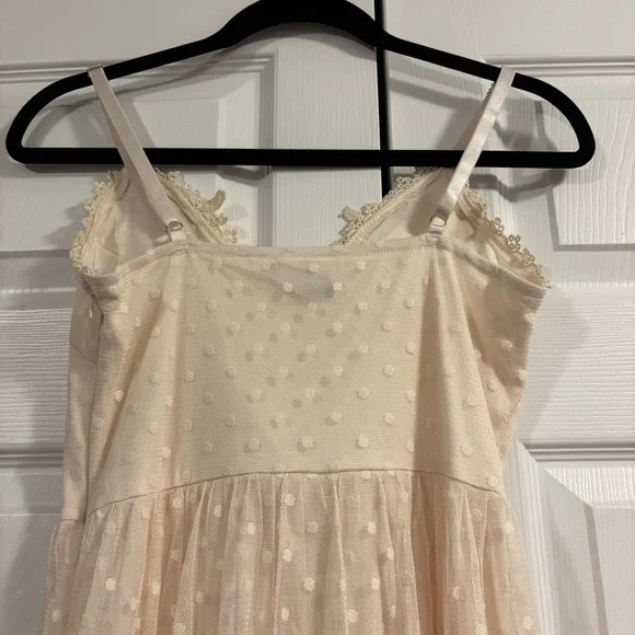 Entry Ivory Embroidered Maxi Dress with Sheer Polka Dot Overlay - Picture 11 of 15